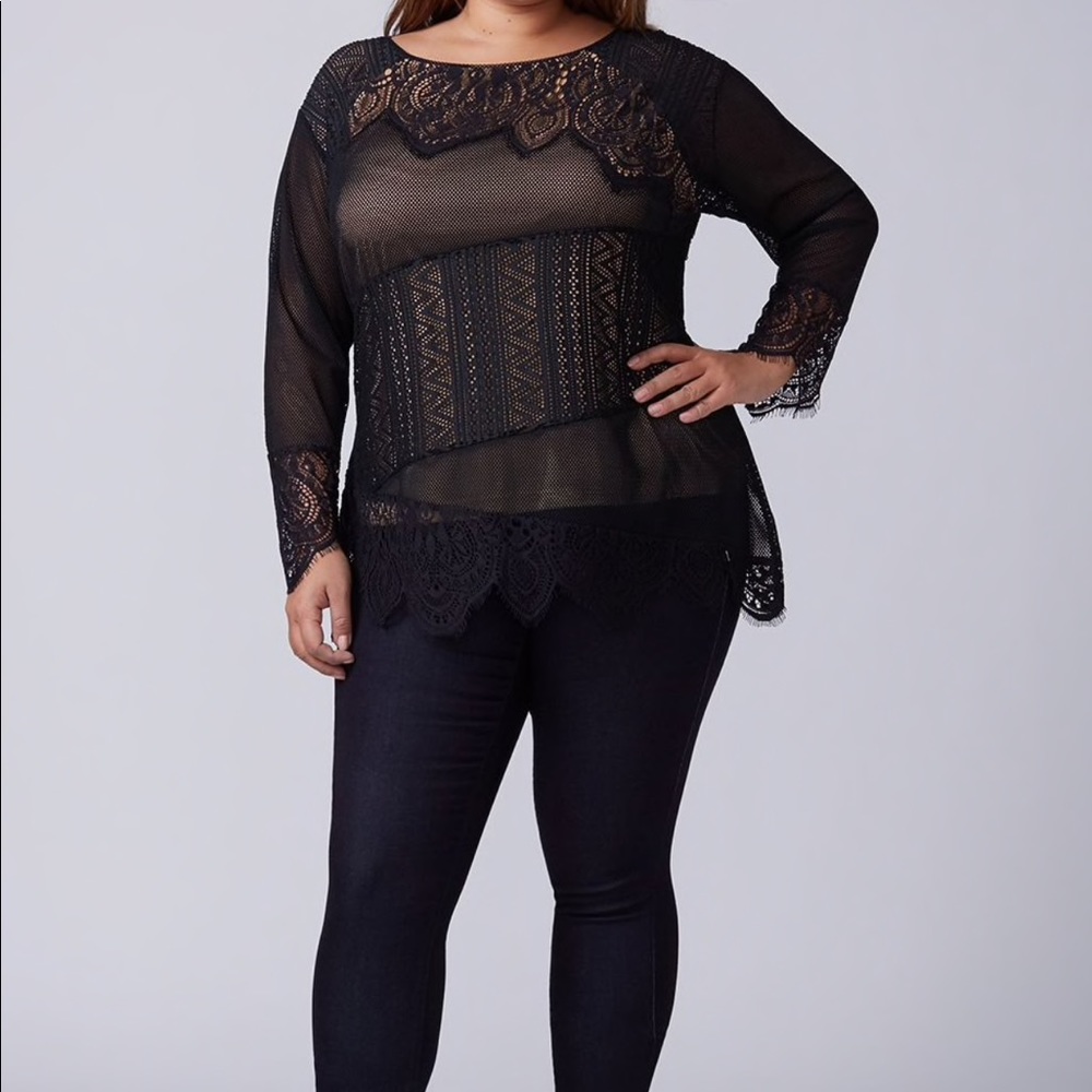 Mesh and lace top
